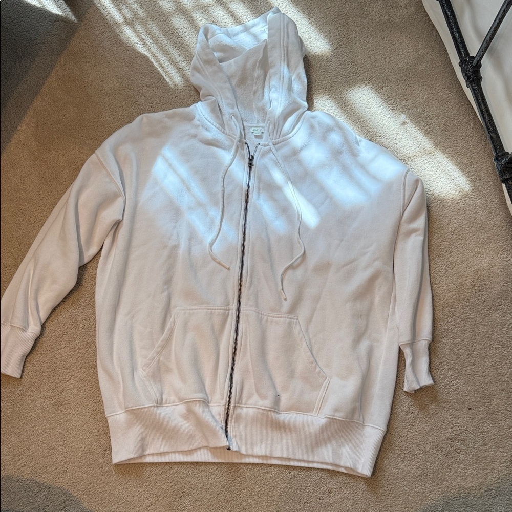 Aerie White Zip-Up Hoodie